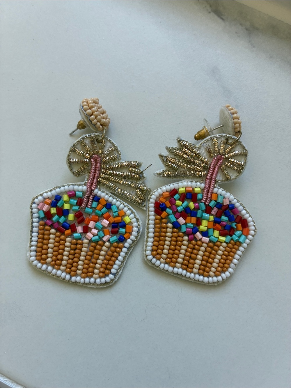 Beaded Cupcake Drop Earrings - Multicolor